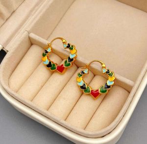 2024 Stud Stud Earrings European And American Retro Color Enamel Heart-Shaped Ear Clip women's earrings earrings women's earrings earrings Earring clip stud