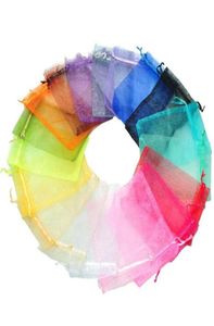 200st Colorful Organza Wedding Jewelery Gift Påse Favor Bag 7x9 9x12 10x15 11x16 13x18 15x20 17x23 20x30 30x40CM22571824194