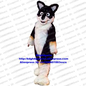 Mascot Costumes Mascot Costumes Black White Long Fur Furry Wolf Fox Husky Dog Fursuit ALASKAN Mascot Costume Adult Cartoon Suit Clothing Sports Events Zx669