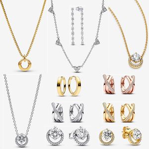 Designer jewelry Pendant Necklace DIY fit Pandoras Signature I-D Necklace and Earring Set for women gift love earrings charms Fashion Luxury Gift with box