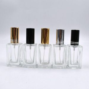 15 ml quadratischer Glas-Parfümzerstäuber, leere Parfum-Flasche Silber Gold Schwarzer Verschluss, 15 ml Kosmetik-Sprühflaschen F2244 Whpts Ufejx