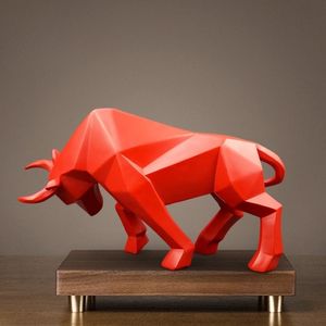 Bull Statue Bullfight Sculpture Ox Harts Nordic Decoration Home Decor Tablett Statyer Bison Figurine Animal Cabinet 2103292525