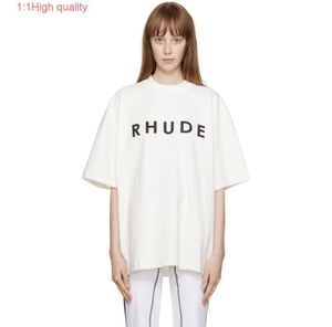 RHUDE Slogan sucinto estampado solto em torno do pescoço camiseta de manga curta