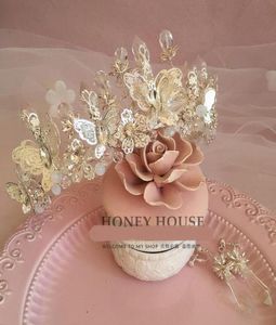 Bow Tiaras Hair Accessories With Earring 2 Pieces Wedding Accessories Bridal Wedding Quality Tiara Crystal Luxury Princess Crown5624795