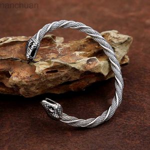 Bangle Creative Double Snake Head Bracelet For Women Men Stainless Steel Animal Bangle Personality Punk Fashion Party Jewelry Gifts ldd240312