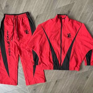 hellstar tracksuit hell star hoodies thriller red track Jacket Pants Patchwork embroidered jacket pants