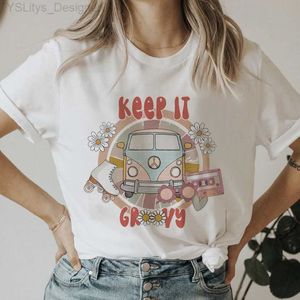 T-shirt da donna Retro Car Print Shirt anni '90 T-shirt carine Donna Donna Short Sle Abiti estivi Top Fe Moda Cartoon Magliette T-shirt grafica L24312 L24312