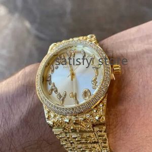 Nugget Watch Iced Bling Out 3CT Moissanite i 14K Yellow Gold Plated Silver