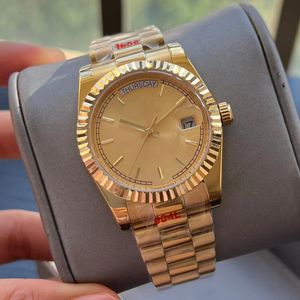 À prova d 'água de alta qualidade moda mens mulheres relógio 36mm dia data ouro pulseira de aço inoxidável relógios su mecânico automático senhoras vestido relógio de pulso caixa bolsa