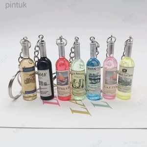 Keychains Lanyards Creative Simulation Wine Bottle Keychain for Women Harts Car Keyring Bag Purse Pendant Bar Party Promotional Gift Handicraft LDD240312