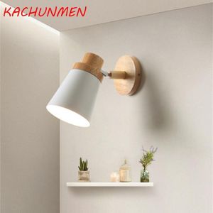 Nordic Solid Wood Bedroom Wall Light Modern Minimalist Macaron LED Wall Lamp Creative Living Room inomhusbelysning AC85-265V228K