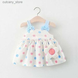 Abiti da ragazza Neonato senza maniche Abito da principessa per bambina Abiti estivi da spiaggia per bambina Abiti in cotone rosa per bambina Set L240313