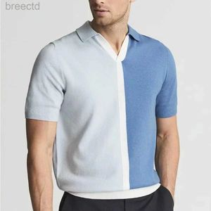 Men's Polos Spring Summer New Turn-down Collar Short Sleeve Knitted Polo Shirt Patchwork Clothes Casual Shirt ldd240312