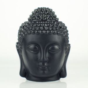 Ganz-Keramik-Ölbrenner Buddha-Kopf-Ölstation schwarz und weißTemple Home195k