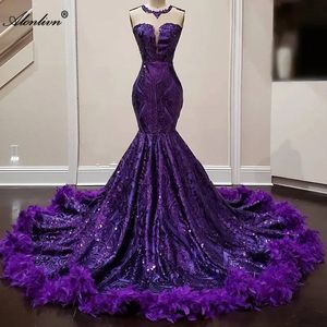 Elegant Sparkly Lace Formal Prom Dresses Sheer Neck Beading Embroidery Crystals Ruffled Gowns Luxury Mermaid Ladies Prom Party Gowns