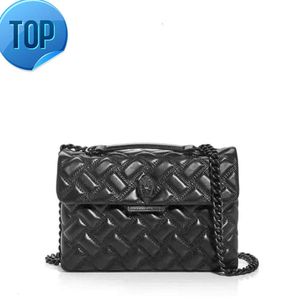 Kurt Geiger London Kensington Full Black Soft Leather Handbags Luxury Chains Shourdle Bag Big Cross Body Purse and Bag666