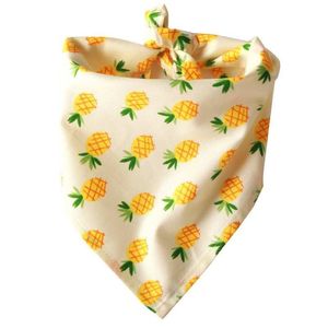 Dog Scarf Bandanas Dog Accessories Fruit Print Pineapple Banana Pear Pattern Cotton Plaid Bib Washable3053