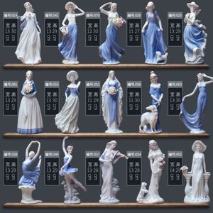 Figurina di bellezza in ceramica europea Home Desktop Arredamento Artigianato Decorazione Occidentale Lady Girls Porcellana Artigianato Ornamento Mer T2287R
