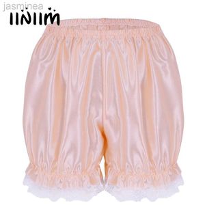 Shorts Damen Mädchen Spitzensaum Glänzende Kürbisshorts Dehnbarer Stoff Vintage Viktorianische Hose Sicherheitskurze Hose ldd240312