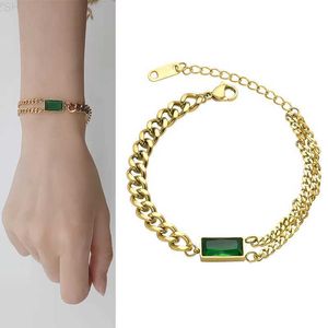 Hot Selling 2024Titanium Steel European Bangles for Woman Man and American Fashion Style Nisch Design Populärt Emerald Temperament Armband Kvinnlig personlighet J