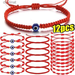 Beaded 2-12pcs Lucky Red String Bracelet for Couple Good Luck Amulet for Success Rope Evil Eyes Braided Wristband Handmade Jewelry GiftL24213