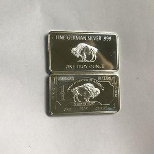 10 pcs Non Magnetic buffalo German silver plated 1 OZ ox animal 58 mm x 28 mm souvenir bullion bar284S