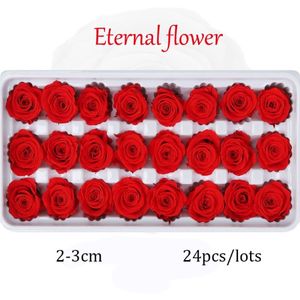 24 st bevarade blommor Rose Immortal Rose Mothers Day Diy Wedding Eternal Life Flower Material gåva Hel torkad blomma Box Z1301V