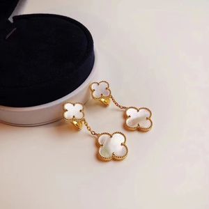 Luxury Clover Classic clip on Earrings Designer for Women Jewelry 18K Gold white mother of pearl Summer Beauty VAN brand Earring Earings Ear Rings Gift