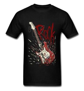 Crazy Rock Men Black Tshirt Broken Guitar Print Guys Short Sleeve Tee Shirts Music Band Team Top Custom Company 2103174524488