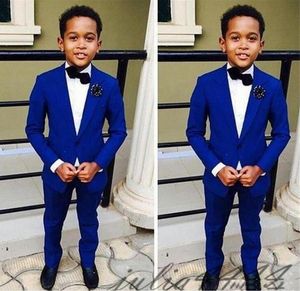 디자이너 Royal Blue Children Suits Party Exhose 2Pieces Boy Wedding Suits Set Children039S Clothing Suits Blazers BL1546684