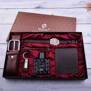 Moda masculina relógio carteira chaveiro perfume conjunto dia dos pais dia dos namorados presentes de aniversário caixa de presente de luxo conjunto para homem