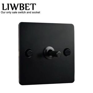 Black Color 1 Gang 2 Way Wall Switch och AC220250V Rostfritt stålpanelens ljusströmbrytare med svart färg TOGGLE T2006052252