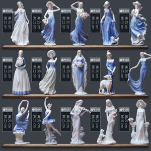 European Ceramic Beauty Figurine Home Desktop Furnishing Crafts Decoration Western Lady Girls Porcelain Handicraft Ornament Wed T2306Q