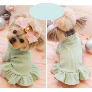 Cute Dog Party Wedding Dress Cat Pet Skirt Sweater for Small Girls Summer Cotton Base Shirt Clothes Costume LJ2009232695