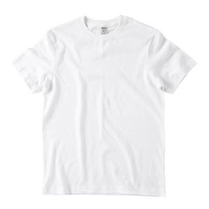 200g Japanese thick and thick pure cotton solid color short sleeved base white T-shirt with pure white combed cotton inside for men and women's T-shirts