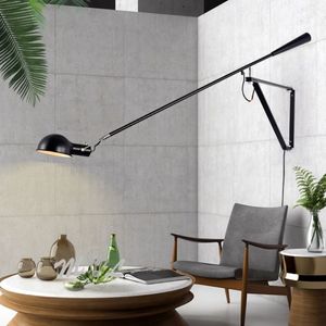 Nordic lâmpadas de parede arte deco ferro conduziu a lâmpada parede para o quarto luminária arandelas luz rotatable braço longo e27 lamp3148