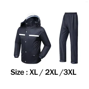 レインコートレインスーツジャケットとズボンのフード付き男性のための透明な厄介