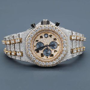 Customized mens luxury wrist watch bling with y iced out VVS clarity round brilliant cut lab grown diamonds mechanical watch