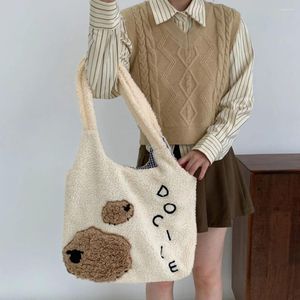 Evening Bags Soft Plush Bag Women Imitation Lamb Hair Shoulder For Winter Warm Handbags Big Tote Embriodery Bolso