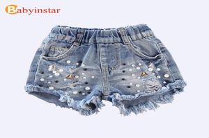 Babyinstar Denim 2020 Summer Children Kids Cowboy Pearl Hole Clothes Girls Jeans Shorts Y2007042710981