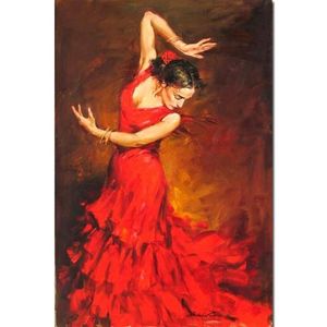 Texturerad realism av handgjorda figurativa oljemålningar på duk flamenco spansk dansare modern dekor för studiolägenhet fin 241o