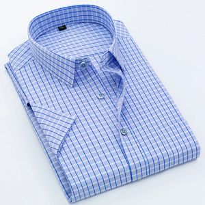 Homem de alta qualidade roupas masculinas camisas casuais lazer design xadrez camisas sociais dos homens manga curta camisa masculina para homem 240312