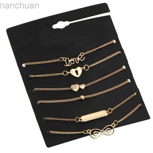 Bangle 6pcs Trend Infinity 8 Bowknot Heart Key Charm Chain Bracelets Bangles Minimalist Women Tiny Set Party Jewelry ldd240312