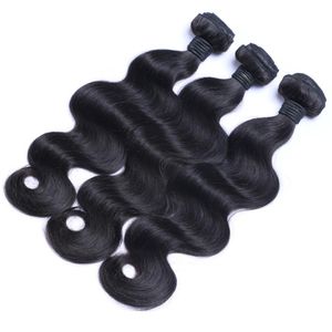 Brazilian Body Wave Human Virgin Hair Weaves Natural Black Color Double Wefts 3pcslot Full Head Remy Hair Extensions Can Be Dyed 4249057