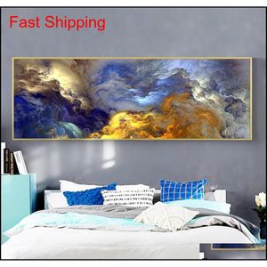 Gemälde Wangart Abstrakte Farben Unreal Leinwand Poster Blaue Landschaft Wandkunst Malerei Wohnzimmer Wandbehang Modus qylUII packi259Z