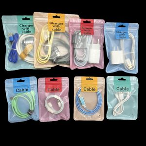 15*18cm 12*17cm plastic empty packaging bag for phone accessories display retail package bag for iphone cable charger 2 in 1 set opp clear bags