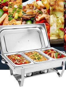 Piatti Coperchio portatile Buffet Fornello riscaldante Piatto da pranzo in acciaio inossidabile con isolamento di grandi dimensioni