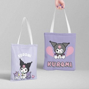 Kuromi Bag Shoulder Foldable Fashion Large Canvas Handbag High Capacity Shopping Bag