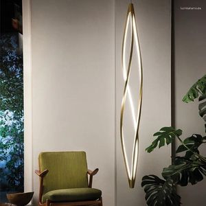 Ljuskronor Artistic Design Strip Twisted Aluminium StairCase Pendant Lamp Minimalist Led Villa vardagsrum ihåligt takkronor