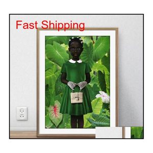 Pinturas Ruud Van Empel em pé em vestido verde verde arte poster decoração de parede fotos imprimir casa unfram qyljli embalagem20102690